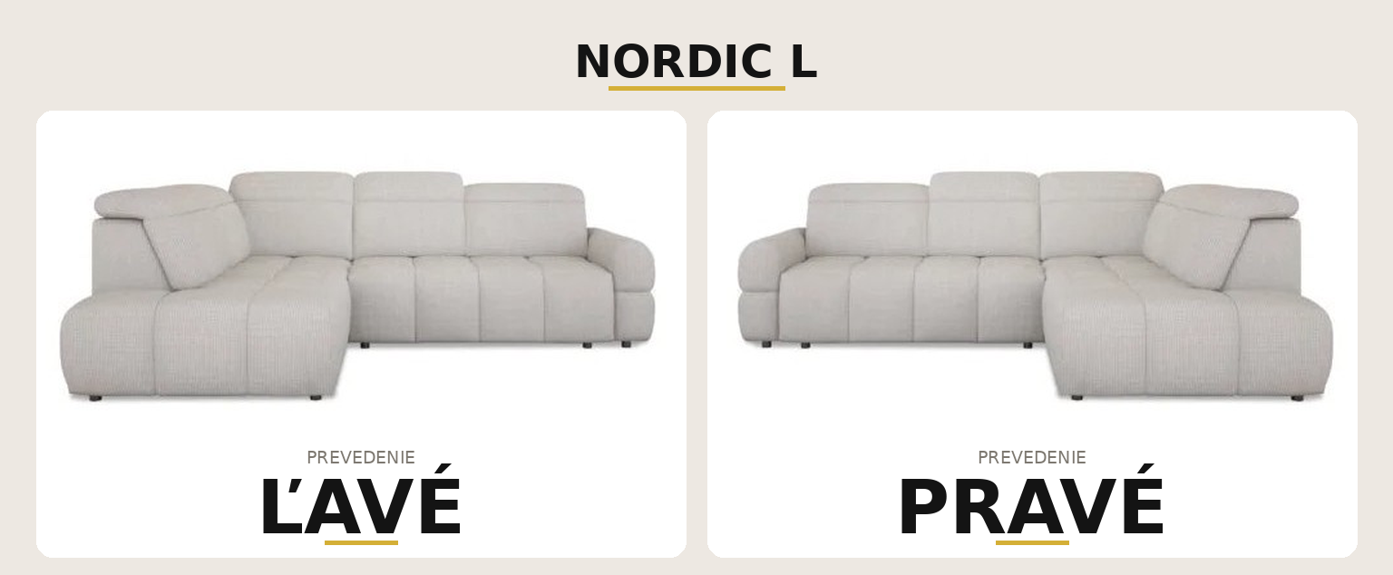 Sedacia súprava NORDIC L – ľavé a pravé prevedenie